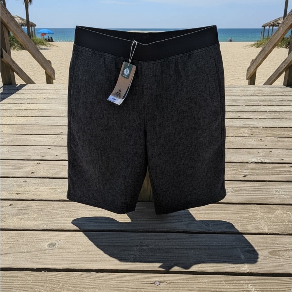 Prana Charcoal Gray Men's Shorts NWT Size S 53% hemp elastic waistband